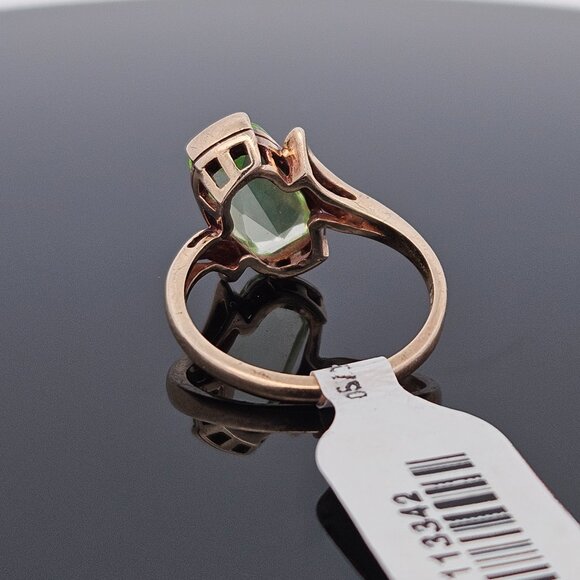 10K Yellow Gold Elongated Cushion Cut Uranium Glass Cocktail Ring Size 6.25 - Picture 13 of 16